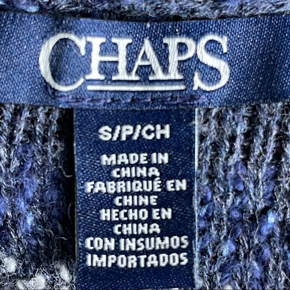 CHAPS Indigo Textured Knit Toggle Button Hooded Jacket in Small Petite - Picture 12 of 15